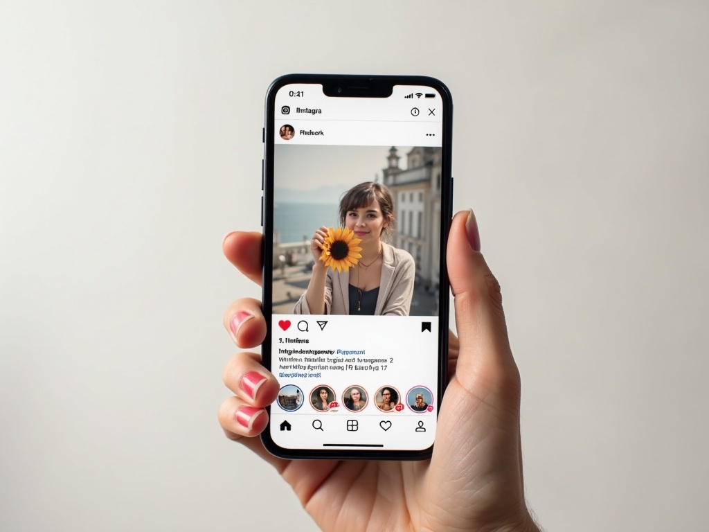 スマートフォンでInstagramアプリを操作する様子